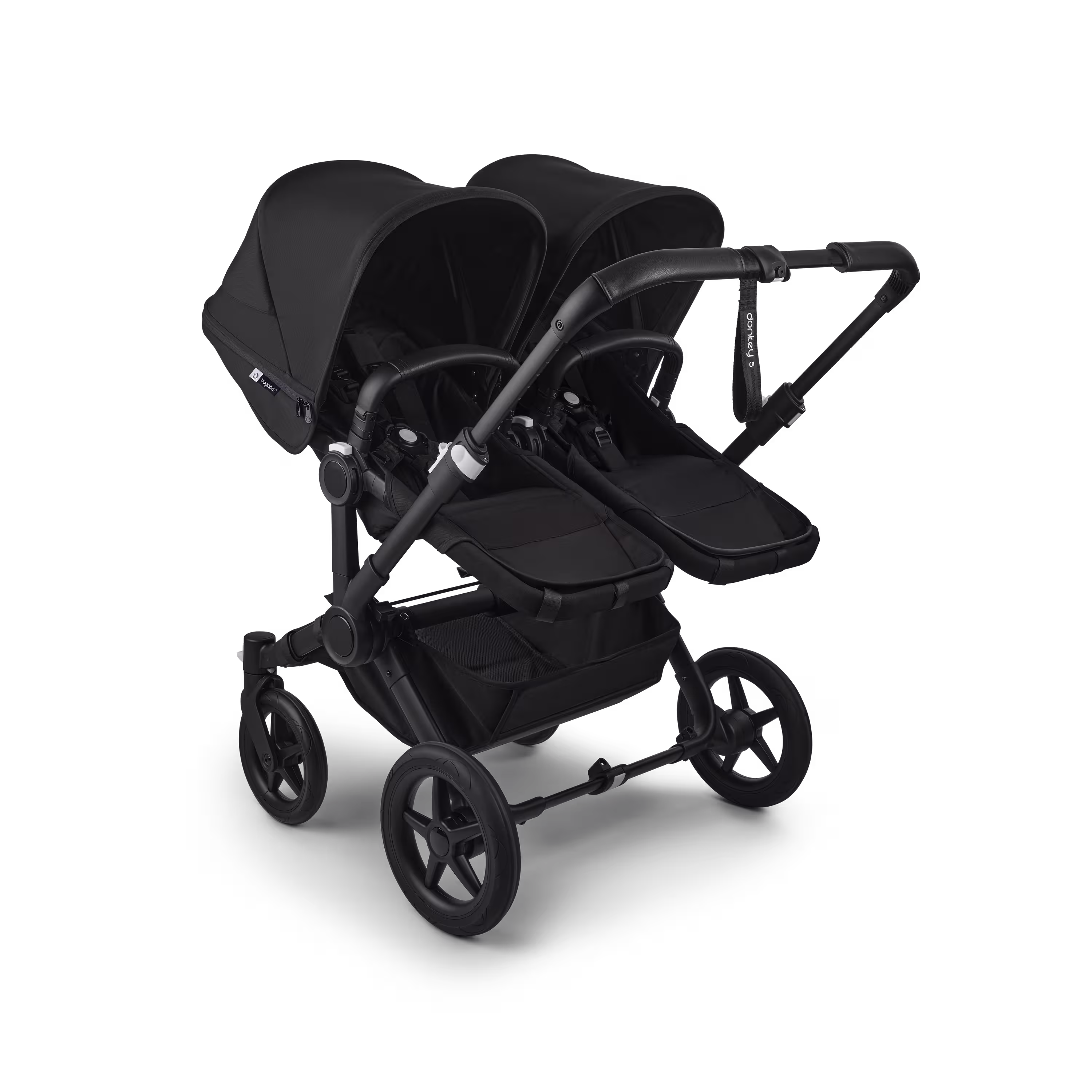 Bugaboo Donkey 5 twin stroller black base, midnight black fabrics, midnight black sun canopy - Main Modal Image Slide 3 of 12