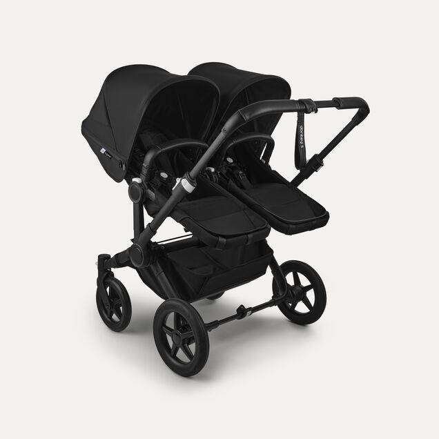 Bugaboo Donkey 5 twin stroller black base, midnight black fabrics, midnight black sun canopy - Main Image Slide 3 of 12