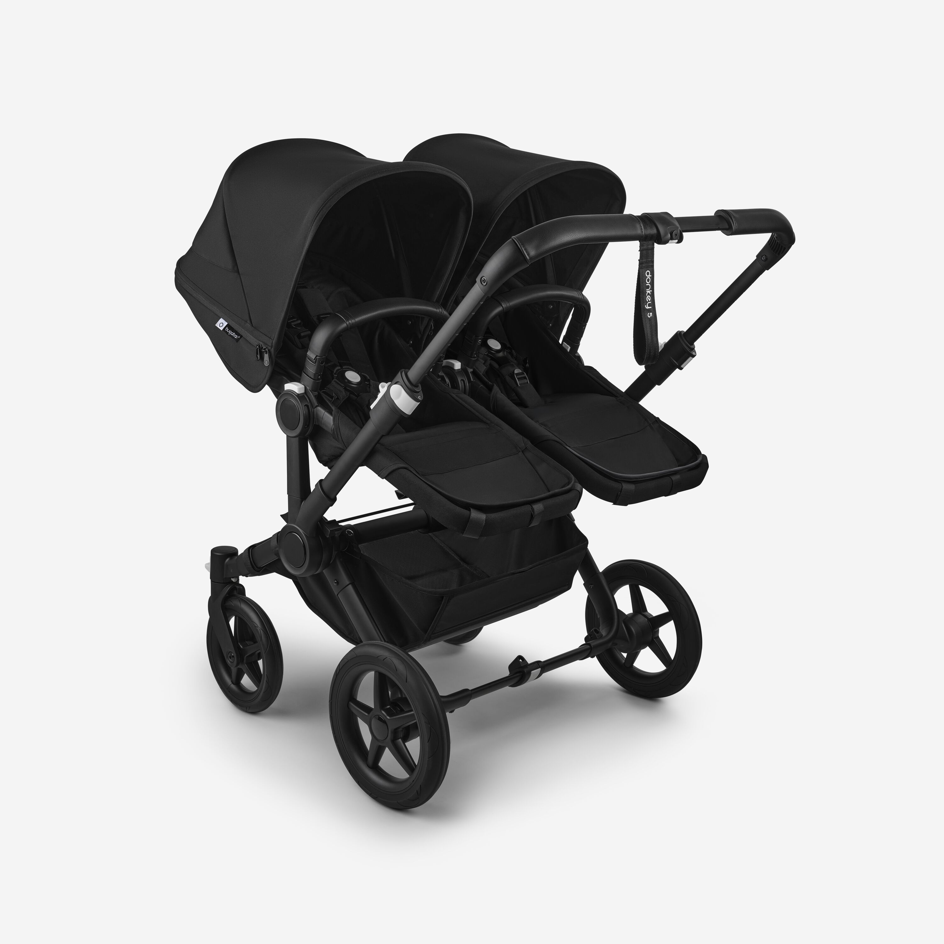 Bugaboo Donkey 5 twin stroller black base, midnight black fabrics, midnight black sun canopy - Main Modal Image Slide 3 of 12