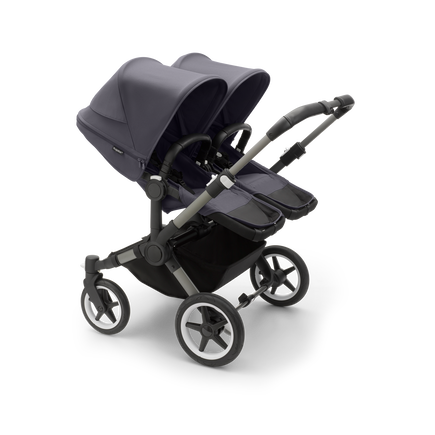 Bugaboo Donkey 5 Twin bassinet and seat stroller graphite base, stormy blue fabrics, stormy blue sun canopy - view 2