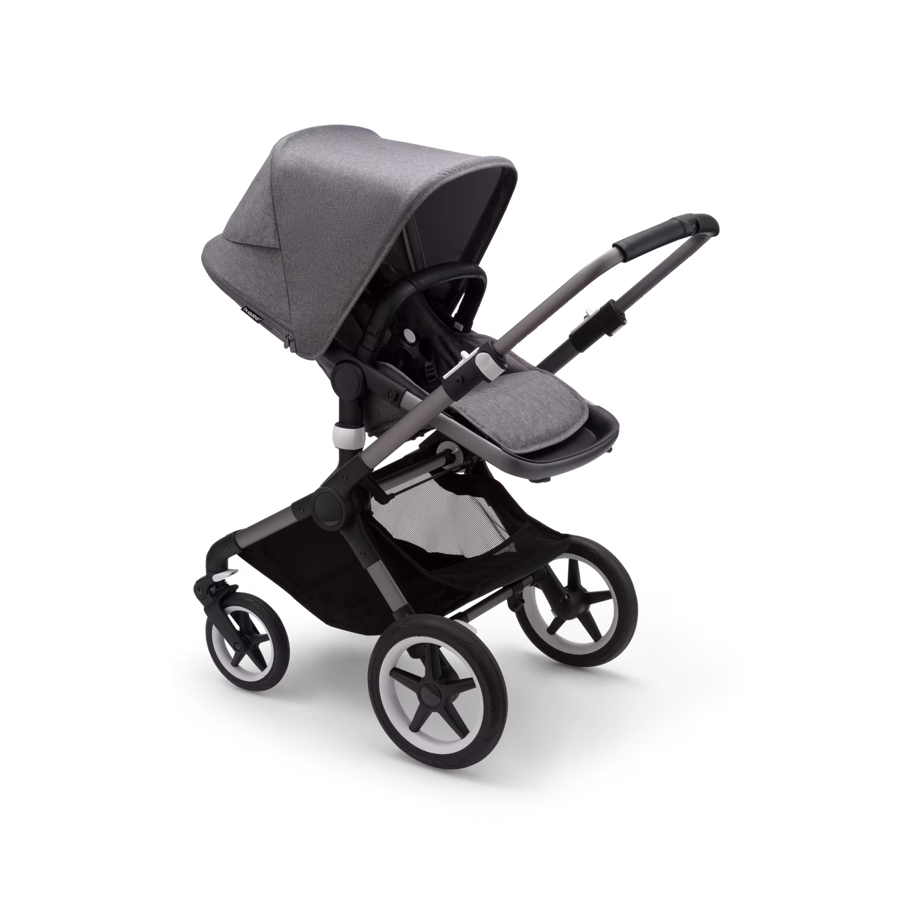 Bugaboo Fox 3 seat pushchair with graphite frame, grey fabrics, and grey sun canopy. - Main Modal Image Slide 6 of 7