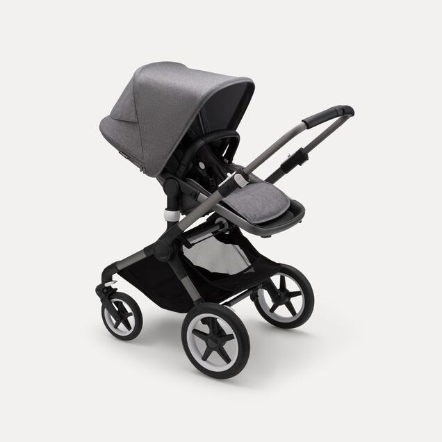 Bugaboo Fox 3 seat pushchair with graphite frame, grey fabrics, and grey sun canopy. - Main Image Slide 6 of 7
