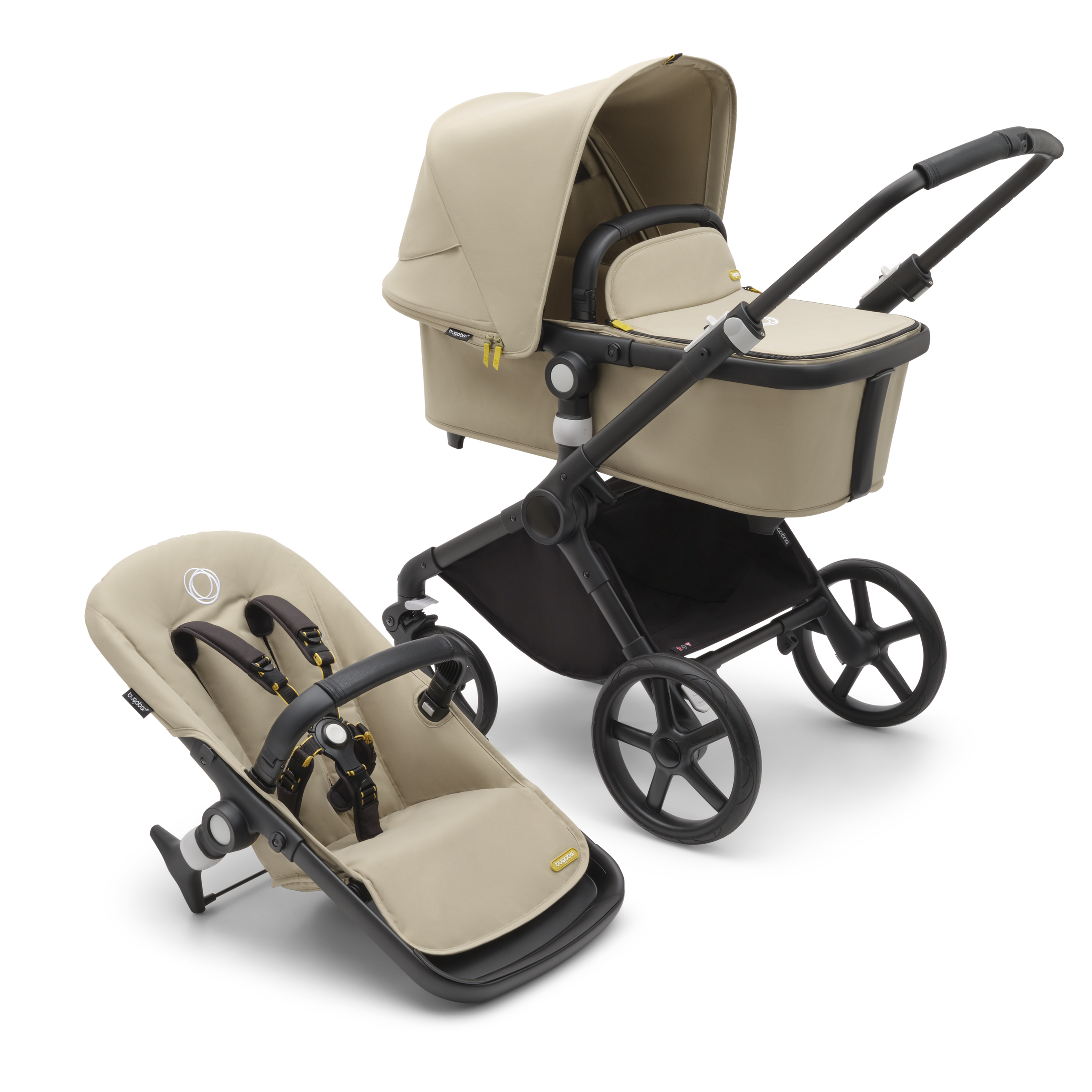 Refurbished Bugaboo Fox Cub complete AU BLACK/DESERT BEIGE-DESERT BEIGE - Thumbnail Slide 1 of 11