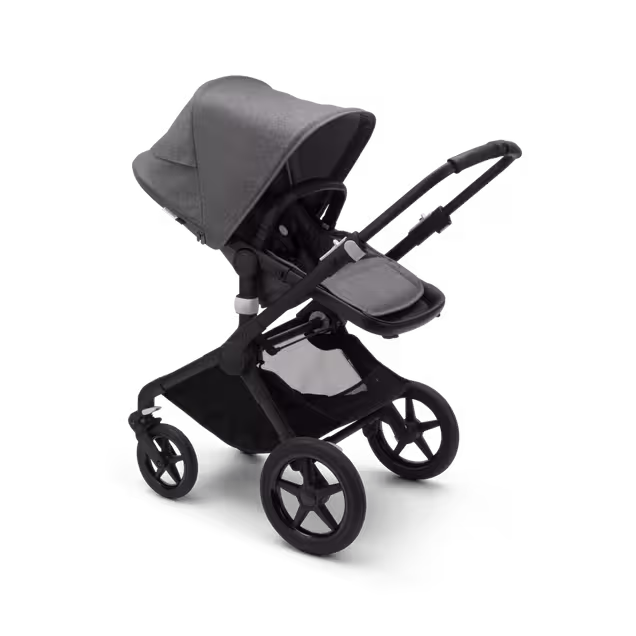 Fox 2 Seat and Bassinet Stroller Grey Melange sun canopy, Grey Melange style set, Black chassis - Main Image Slide 6 of 6