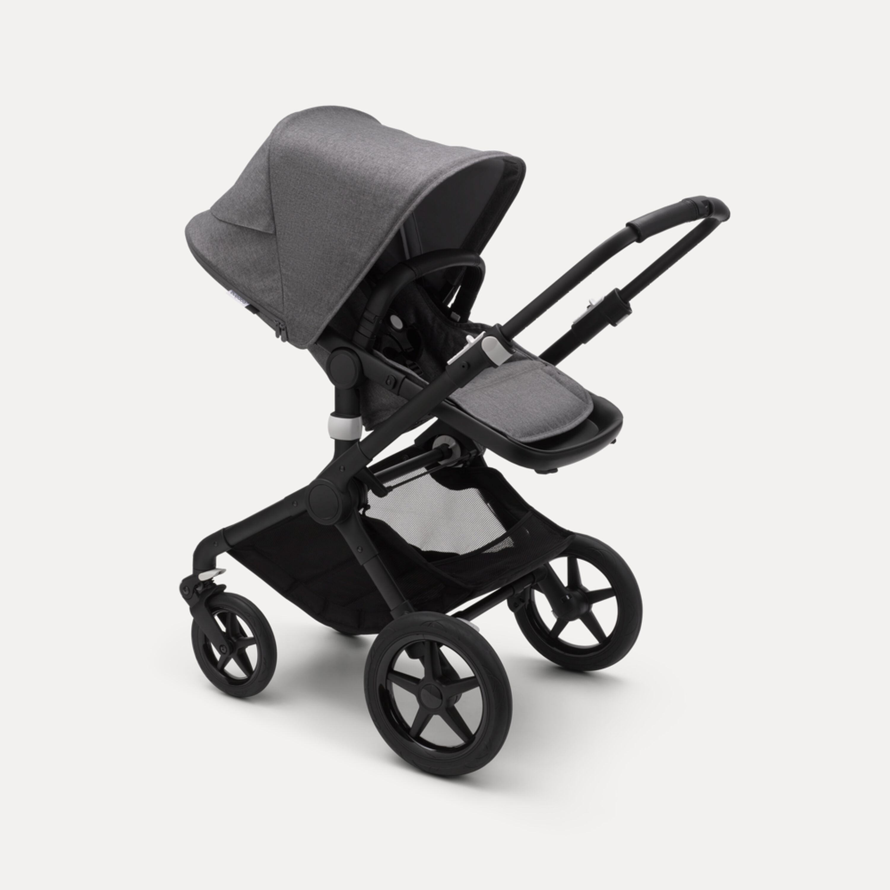 Fox 2 Seat and Bassinet Stroller Grey Melange sun canopy, Grey Melange style set, Black chassis - Main Modal Image Slide 6 of 6