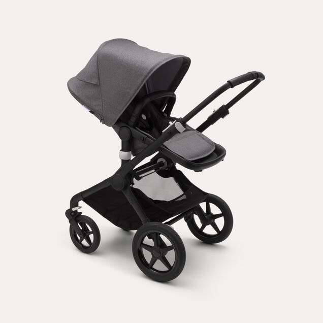 Fox 2 Seat and Bassinet Stroller Grey Melange sun canopy, Grey Melange style set, Black chassis - Main Image Slide 6 of 6