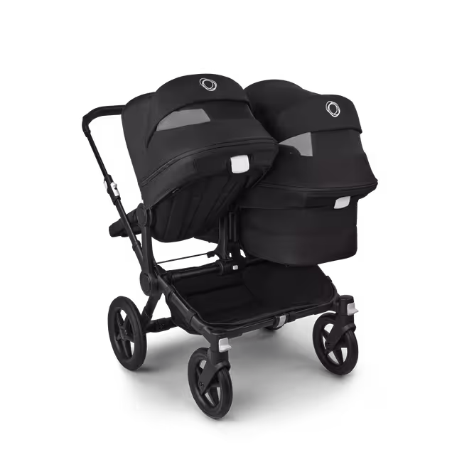Bugaboo Donkey 5 Duo double stroller black base, midnight black fabrics, midnight black sun canopy - Main Image Slide 4 of 11