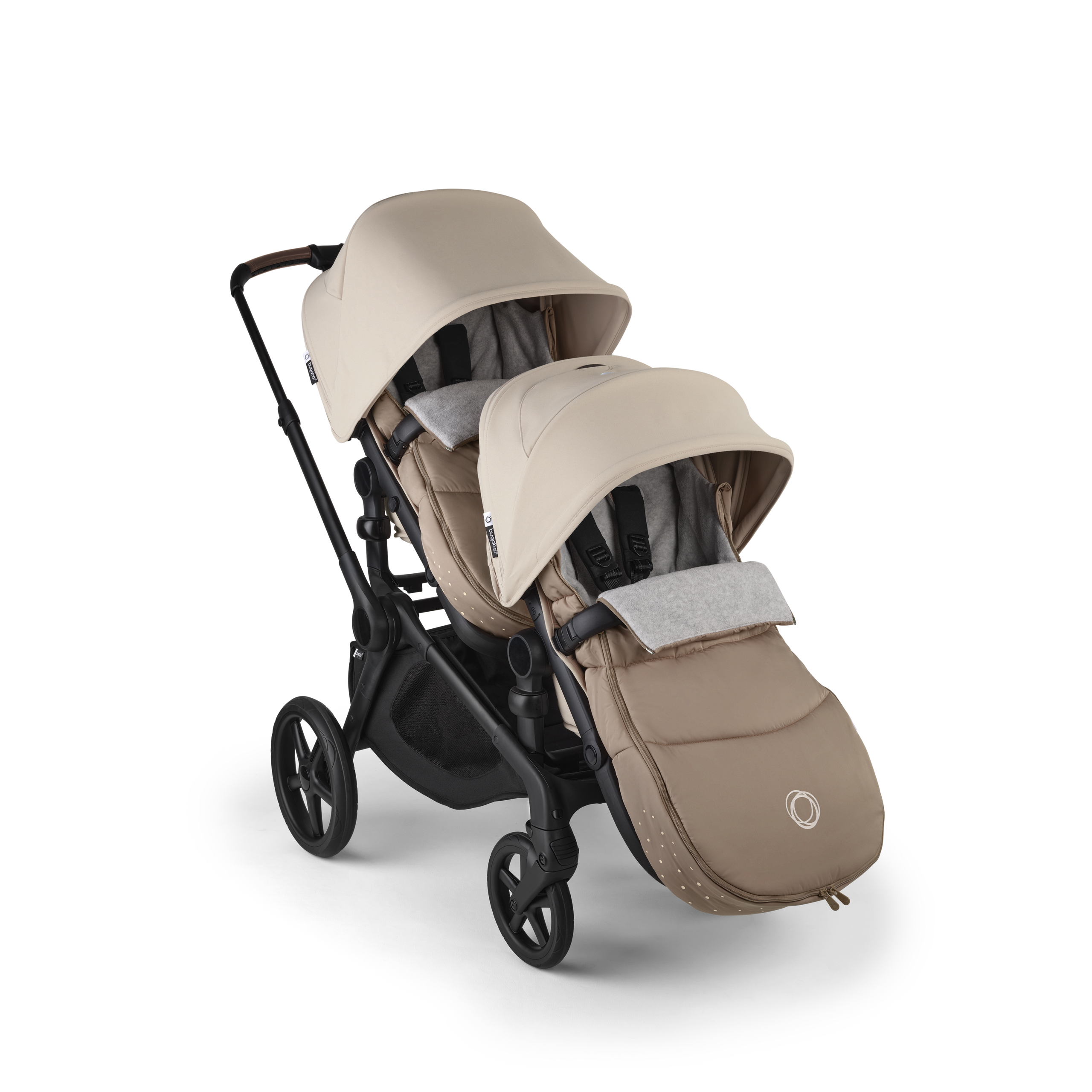 Bugaboo Kangaroo seat-only tandem black base, moon grey fabrics, moon grey sun canopy - Thumbnail Slide 12 of 12