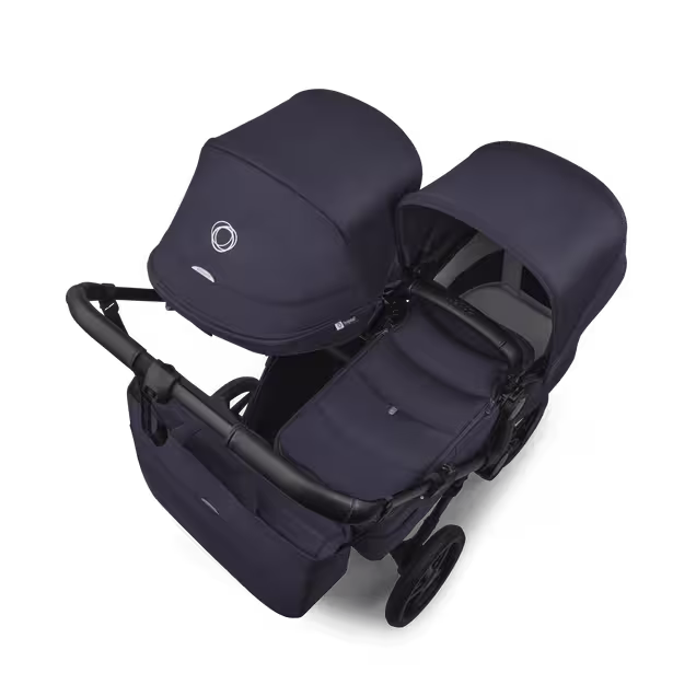 Bugaboo Donkey 6 double pushchair black base, deep indigo fabrics, deep indigo sun canopy - Main Image Slide 4 of 10
