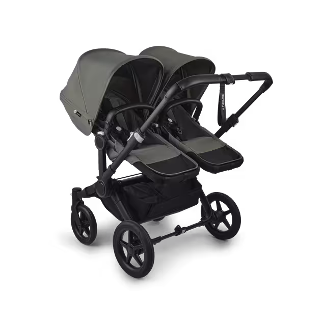 Bugaboo Donkey 5 twin stroller black base, forest green fabrics, forest green sun canopy - Main Image Slide 3 of 12