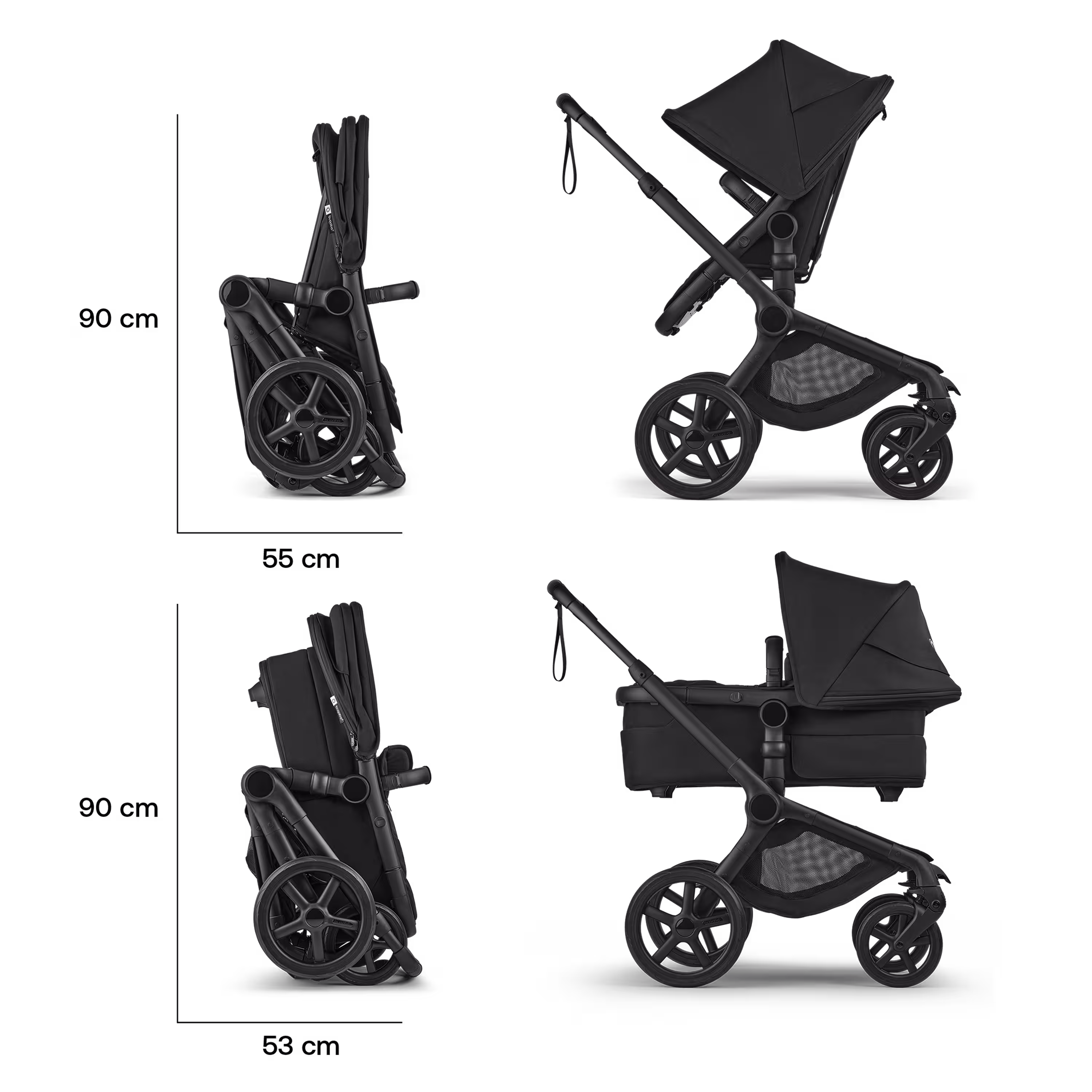 Bugaboo Fox 5 Renew 2-in-1 pushchair black base, heritage black fabrics, dusty pink sun canopy - Main Modal Image Slide 9 of 12