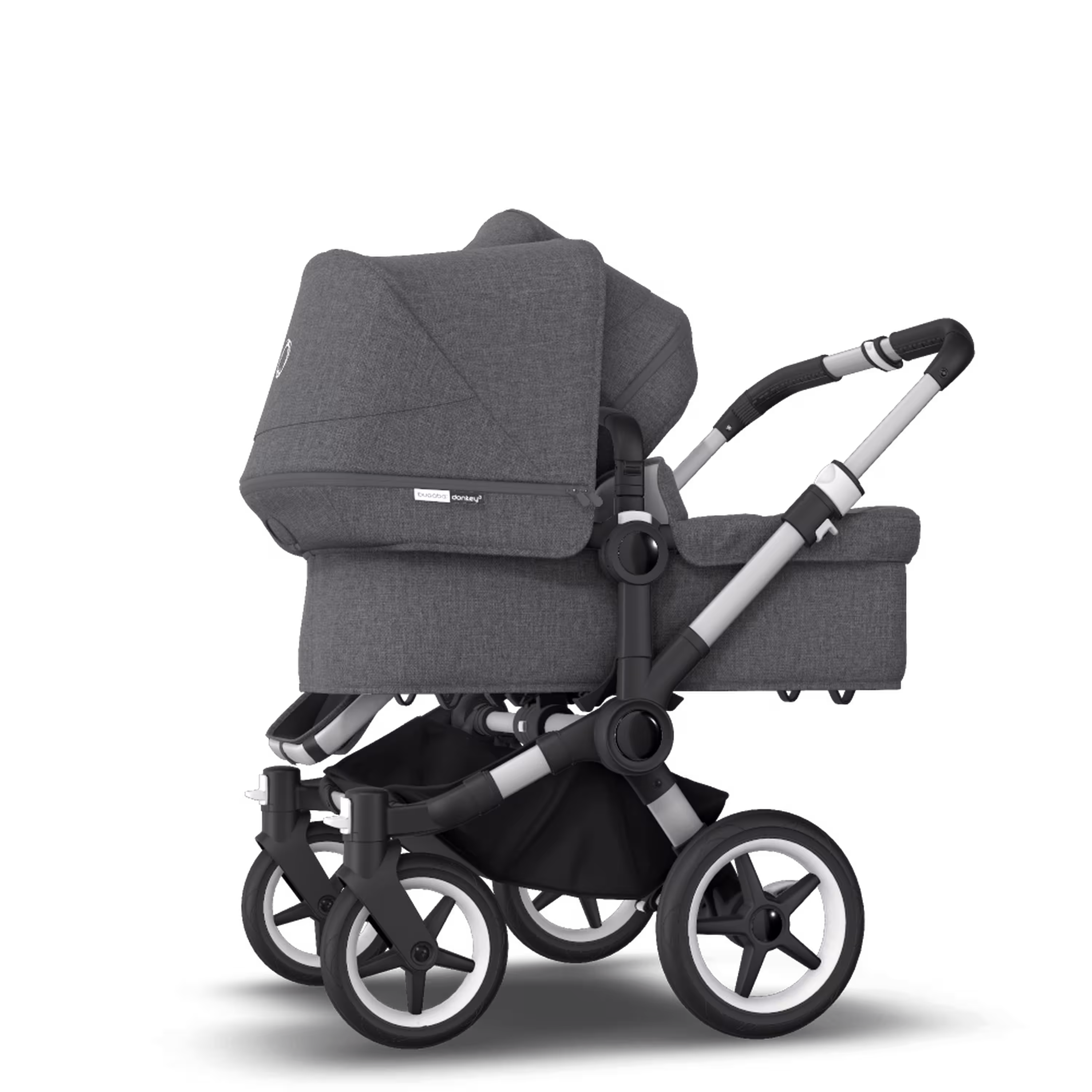 Bugaboo Donkey 3 Duo travel system grey melange sun canopy, grey melange fabrics, aluminium base - Main Modal Image Slide 8 of 14