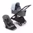 Bugaboo Dragonfly bassinet and seat stroller with black chassis, grey melange fabrics and skyline blue sun canopy. - Thumbnail Slide 1 of 16