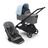 Bugaboo Dragonfly bassinet and seat stroller with black chassis, grey melange fabrics and skyline blue sun canopy. - Thumbnail Slide 1 of 16