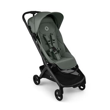 Bugaboo Butterfly 2 Plus travel pram black base, forest green fabrics, forest green sun canopy