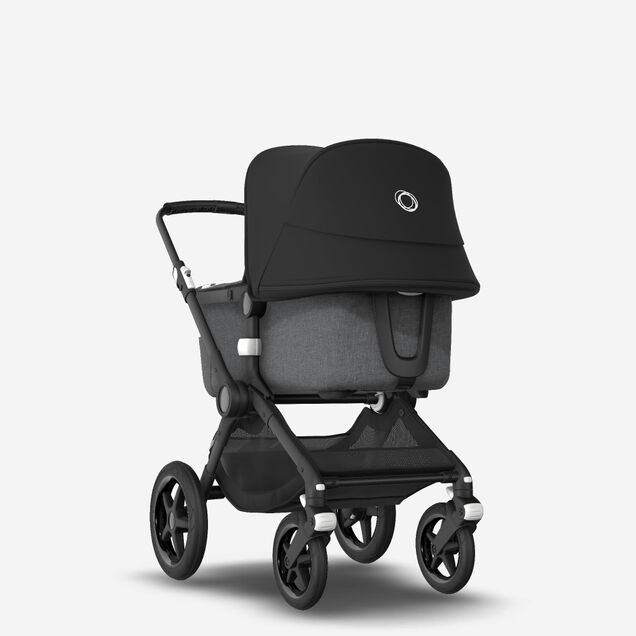 Bugaboo Fox 2 seat and bassinet stroller black sun canopy, grey melange fabrics, black base - Main Image Slide 1 of 10