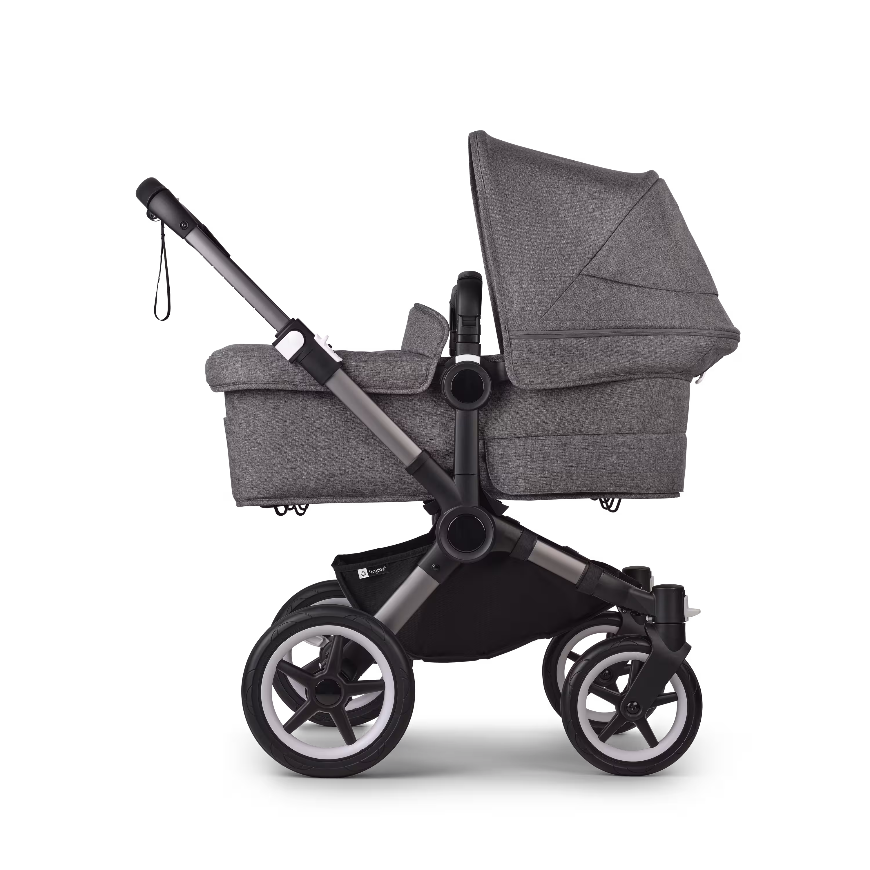 Bugaboo Donkey 5 twin stroller graphite base, grey mélange fabrics, grey mélange sun canopy - Main Modal Image Slide 2 of 12