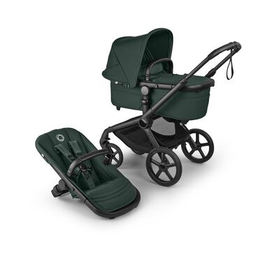 Bugaboo Fox 5 Renew 2-in-1 stroller black base, fern green fabrics, fern green sun canopy