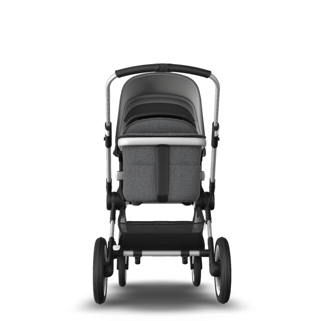Bugaboo Fox 2 seat and carrycot pushchair grey melange sun canopy, grey melange fabrics, aluminium chassis