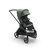 Bugaboo Dragonfly seat stroller with black chassis, forest green fabrics and forest green sun canopy. - Thumbnail Slide 1 of 16