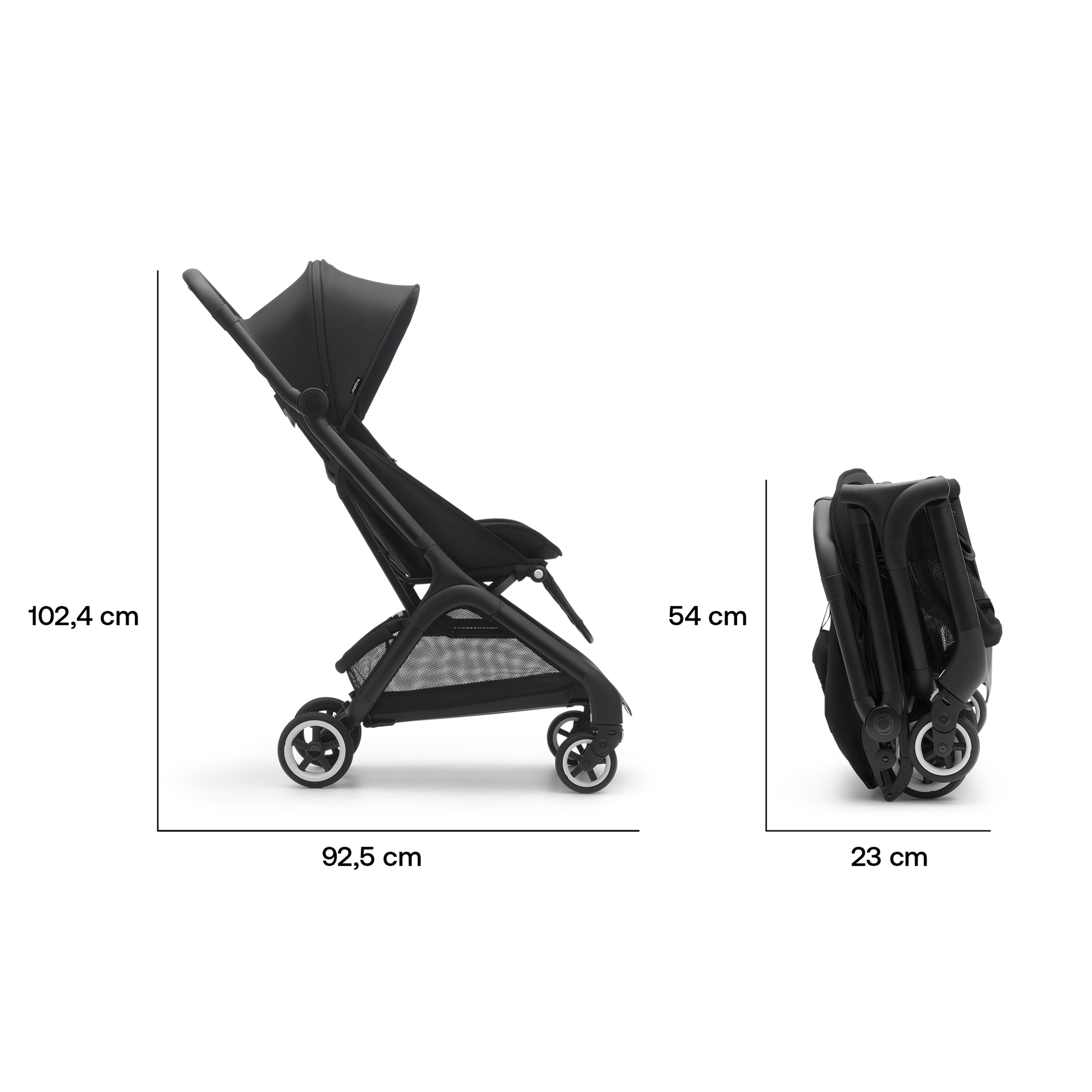 Bugaboo Butterfly travel stroller black base, midnight black fabrics, midnight black sun canopy - Thumbnail Slide 7 of 13