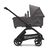 Vista laterale del passeggino con navicella Bugaboo Dragonfly con telaio black, tessuti grey melange e cappottina grey melange. - Thumbnail Slide 3 of 16