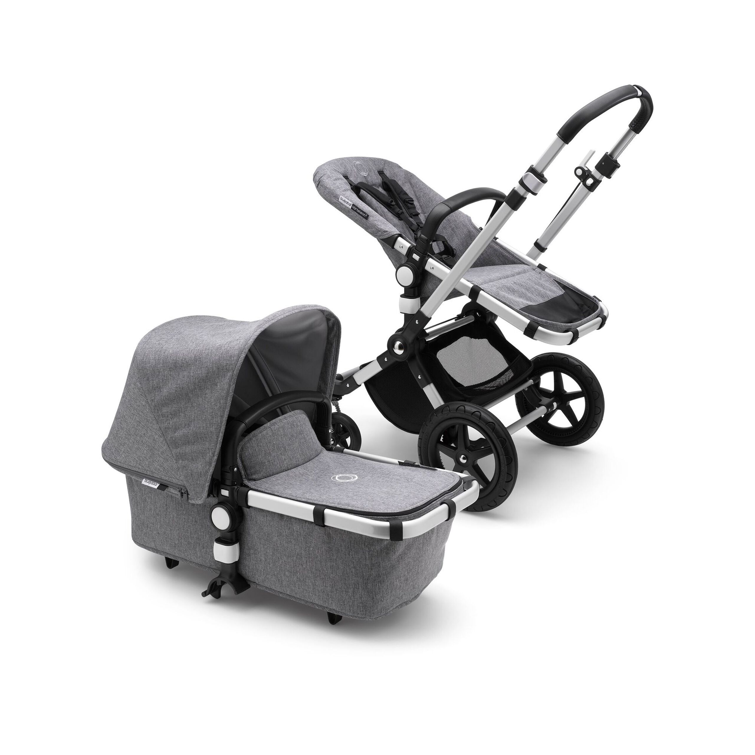 Bugaboo Cameleon 3 Plus seat and carrycot pushchair grey melange sun canopy, grey melange fabrics, aluminium base - Thumbnail Slide 3 of 3
