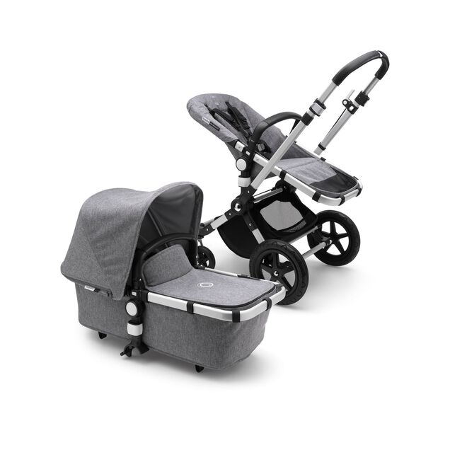 Bugaboo Cameleon 3 Plus seat and carrycot pushchair grey melange sun canopy, grey melange fabrics, aluminium base - Main Image Slide 3 of 3