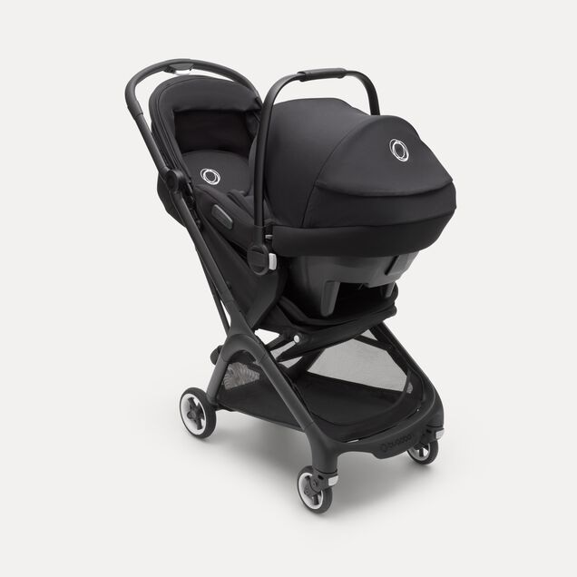 Bugaboo Butterfly travel stroller black base, stormy blue fabrics, stormy blue sun canopy - Main Image Slide 12 of 13