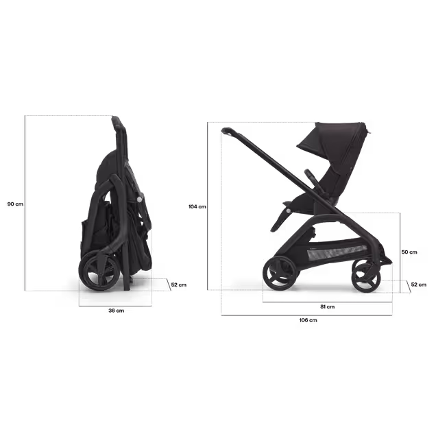 Bugaboo x Konges SlØjd limited edition Dragonfly seat stroller black base, desert taupe melange fabrics, desert taupe melange sun canopy - Main Image Slide 6 van 16