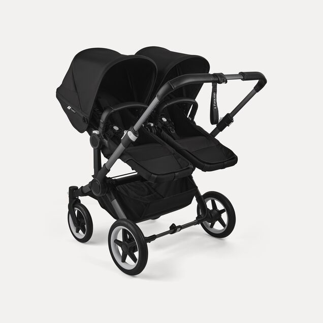 Bugaboo Donkey 5 twin stroller graphite base, midnight black fabrics, midnight black sun canopy - Main Image Slide 3 of 12