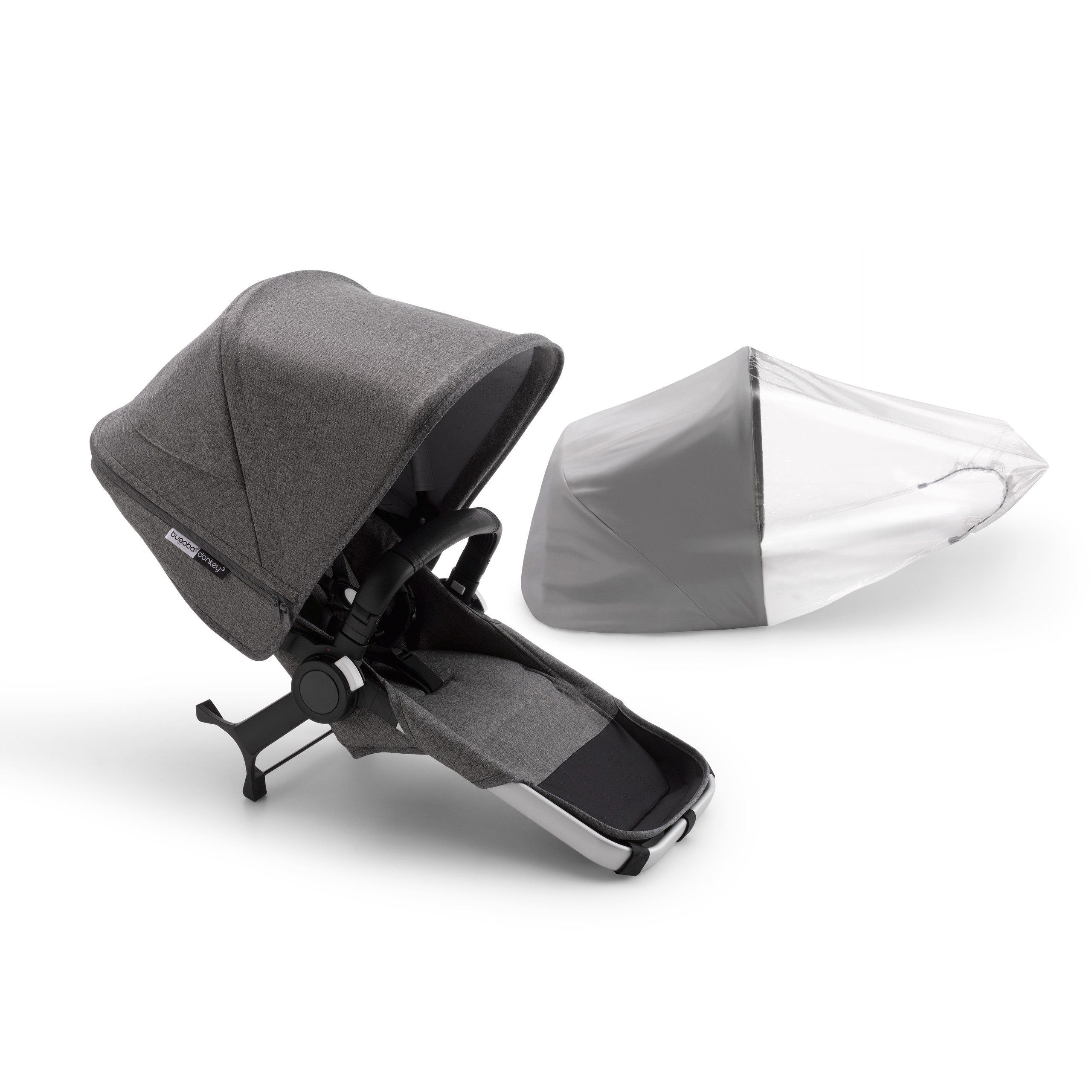 Bugaboo Donkey 3 duo extension complete | ALU/GREY MELANGE-GREY ME - Thumbnail Slide 1 van 2