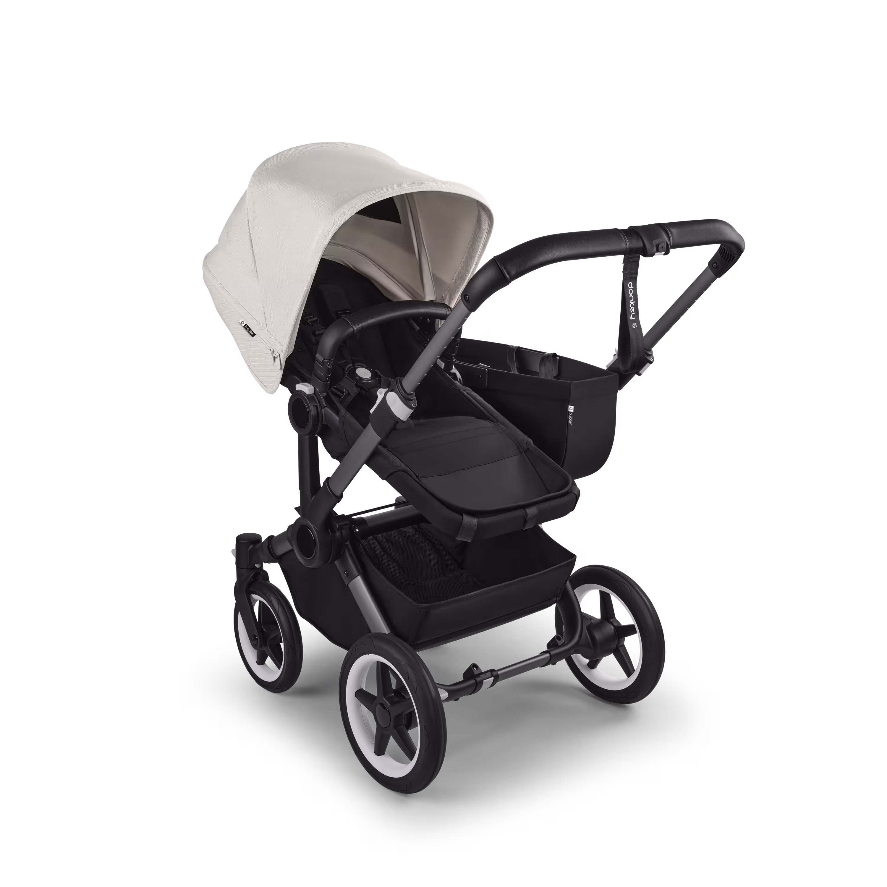 Bugaboo Donkey 5 Mono 2-in-1 stroller graphite base, midnight black fabrics, misty white sun canopy - Main Modal Image Slide 2 of 11
