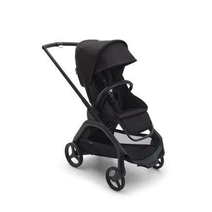 Bugaboo Dragonfly seat stroller with black chassis, midnight black fabrics and midnight black sun canopy. - view 1
