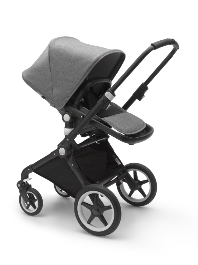 Bugaboo Lynx and seat pram Grey mélange sun canopy, grey mélange fabrics, black chassis