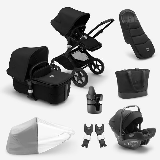 Bugaboo Fox 3 Ready to go bundle black sun canopy, black fabrics, black base - Main Image Slide 1 of 7