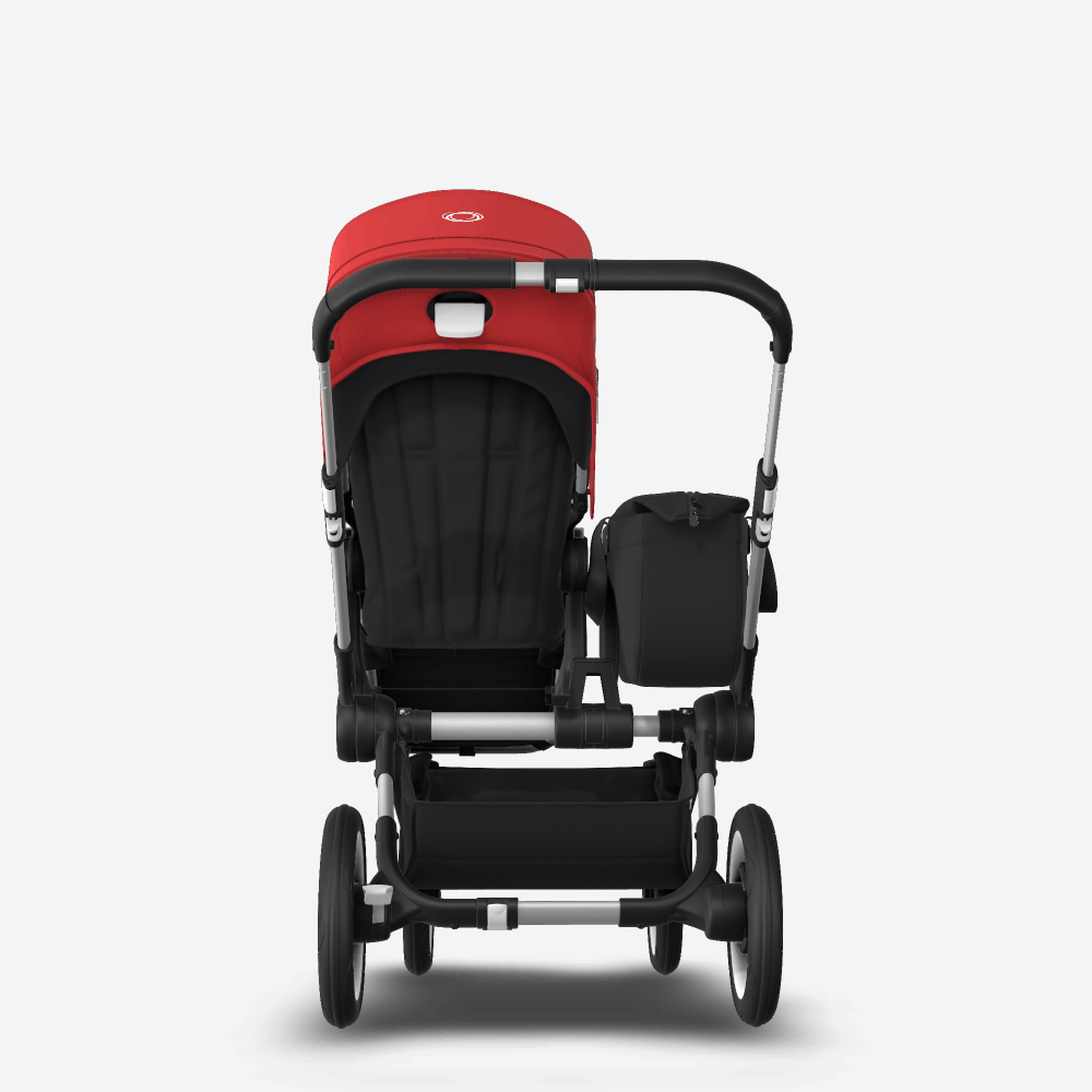 Bugaboo Donkey 3 Mono seat and bassinet stroller red sun canopy, black fabrics, aluminium base - Main Modal Image Slide 7 of 10