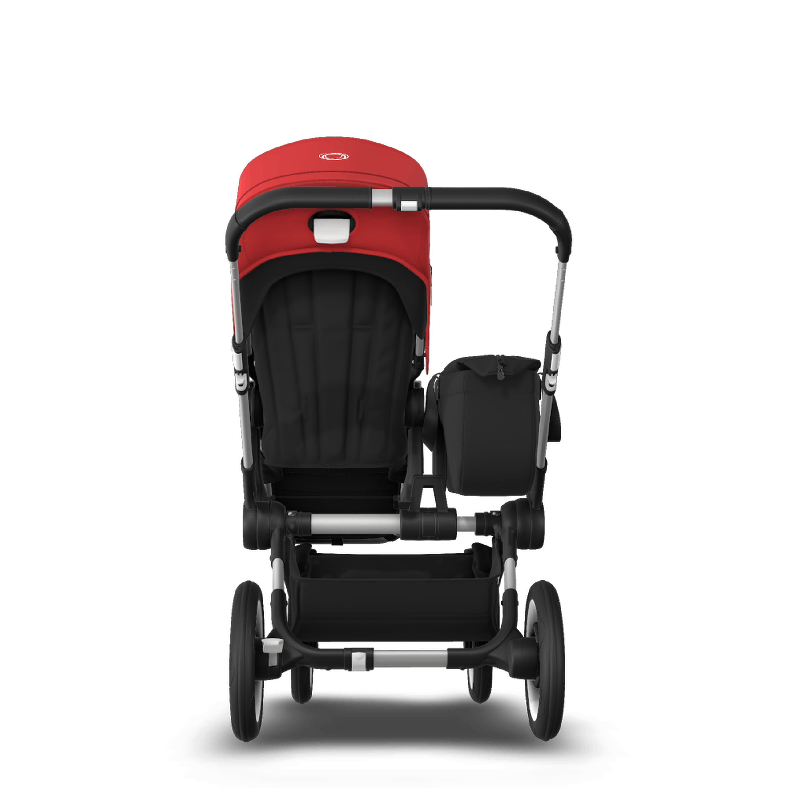 Bugaboo Donkey 3 Mono seat and bassinet stroller red sun canopy, black fabrics, aluminium base - Thumbnail Slide 7 of 10