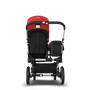 Bugaboo Donkey 3 Mono seat and bassinet stroller red sun canopy, black fabrics, aluminium base