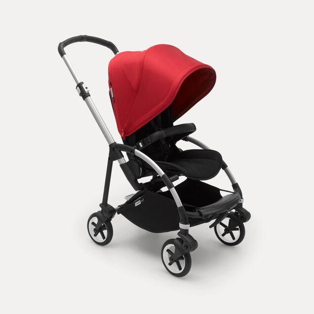 Bugaboo Bee 6 bassinet and seat stroller red sun canopy, black fabrics, aluminium base - Main Image Slide 2 of 3