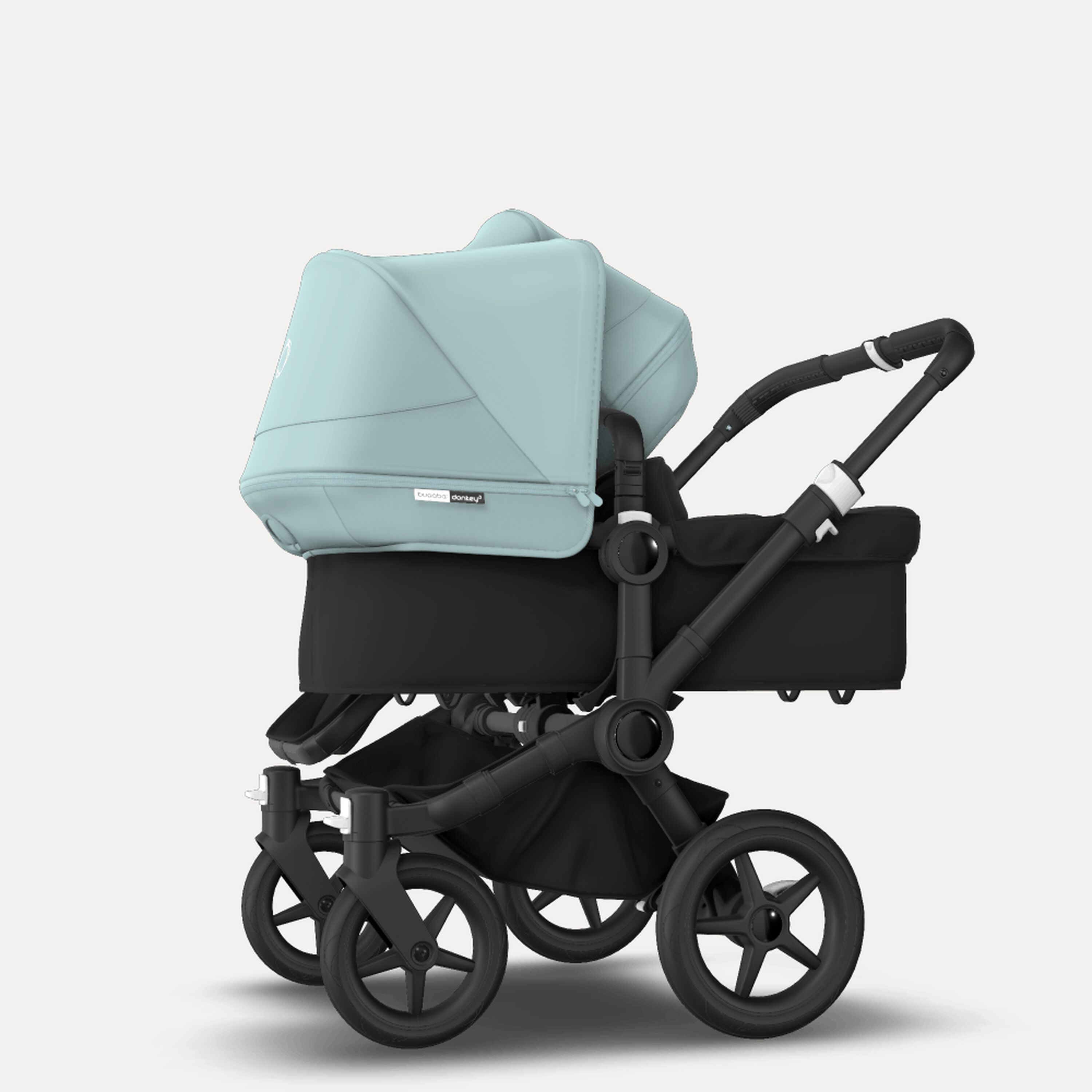 Bugaboo Donkey 3 Duo seat and bassinet stroller vapor blue sun canopy, black fabrics, black base - Main Modal Image Slide 2 of 5