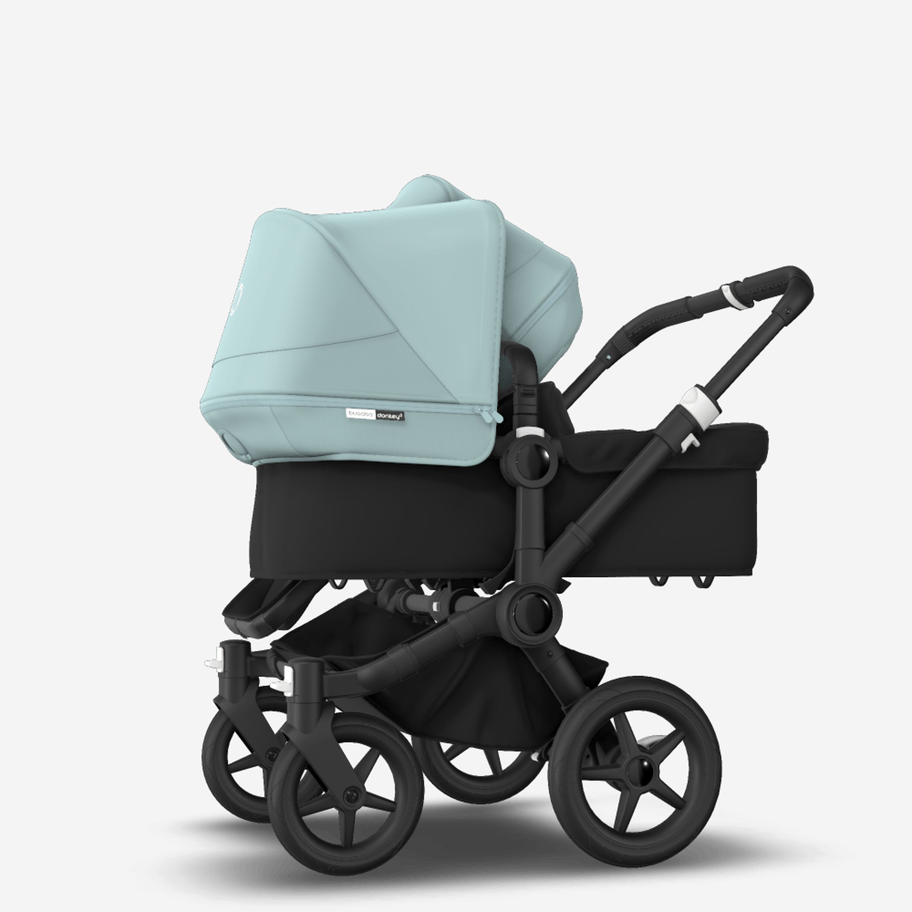 Bugaboo Donkey 3 Duo seat and bassinet stroller vapor blue sun canopy, black fabrics, black base - Main Modal Image Slide 2 of 5