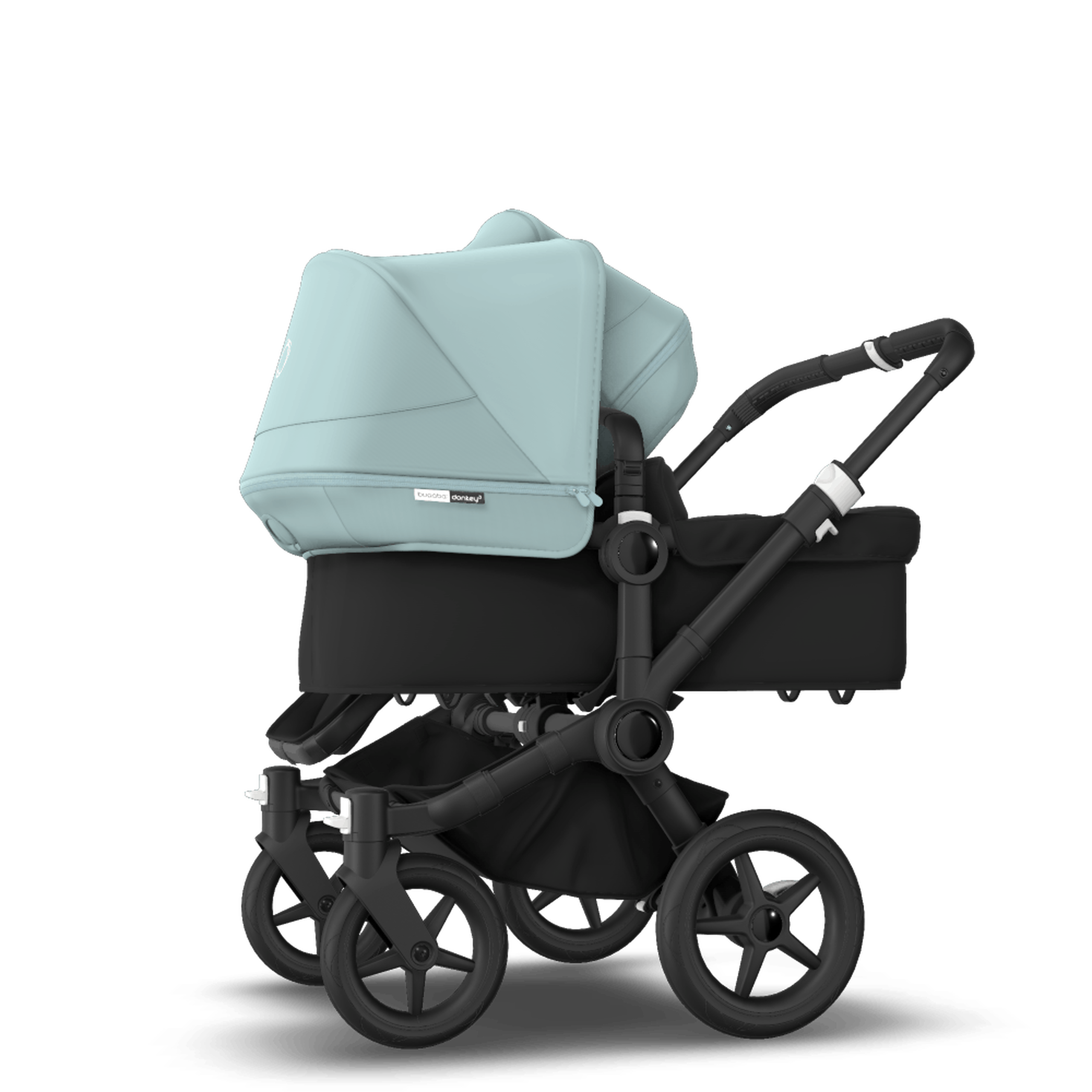 Bugaboo Donkey 3 Duo seat and bassinet stroller vapor blue sun canopy, black fabrics, black base - Thumbnail Slide 2 of 5