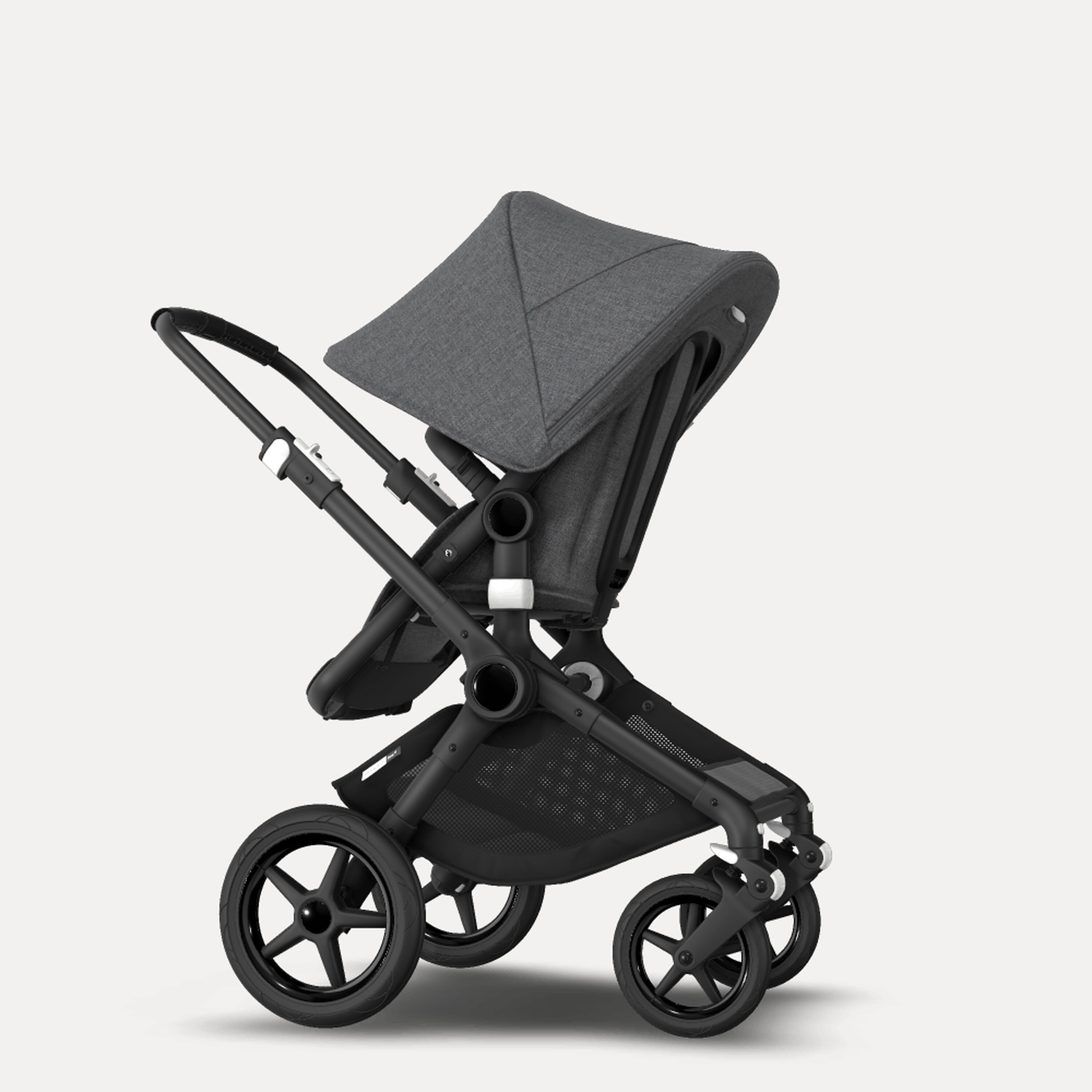 Bugaboo Fox 2 travel system grey melange (nr) sun canopy, grey melange fabrics, black base - Main Modal Image Slide 9 of 18