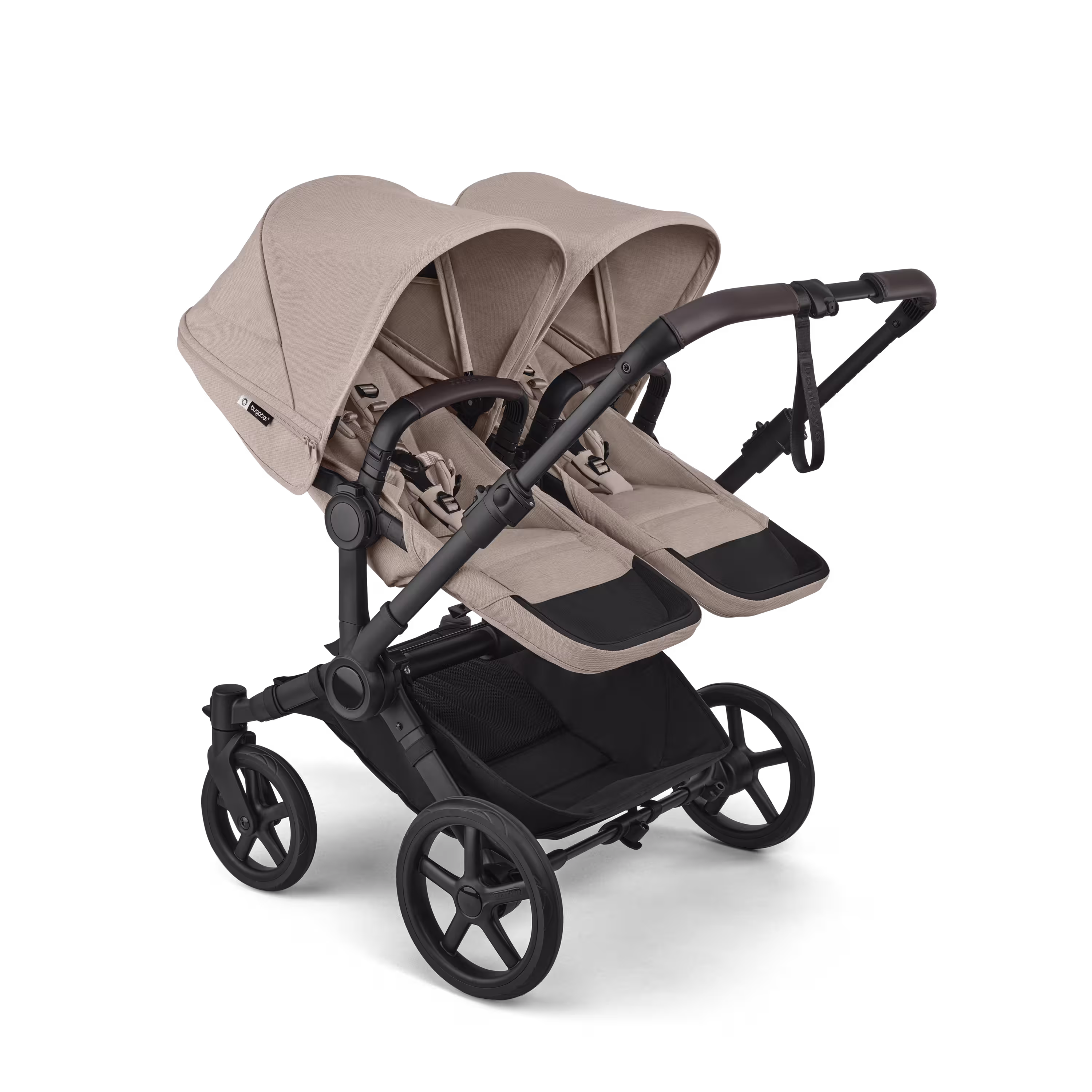 Bugaboo Donkey 6 twin stroller black base, desert taupe melange fabrics, desert taupe melange sun canopy - Main Modal Image Slide 2 of 8