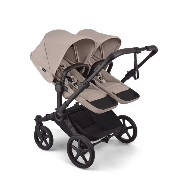 Bugaboo Donkey 6 twin stroller black base, desert taupe melange fabrics, desert taupe melange sun canopy - Main Image Slide 2 of 8