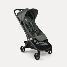 Bugaboo Butterfly 2 travel stroller black base, forest green fabrics, forest green sun canopy