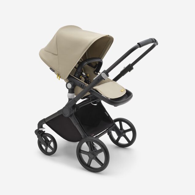 Bugaboo Fox Cub 2-in-1 stroller black base, desert beige fabrics, desert beige sun canopy - Main Image Slide 2 of 12