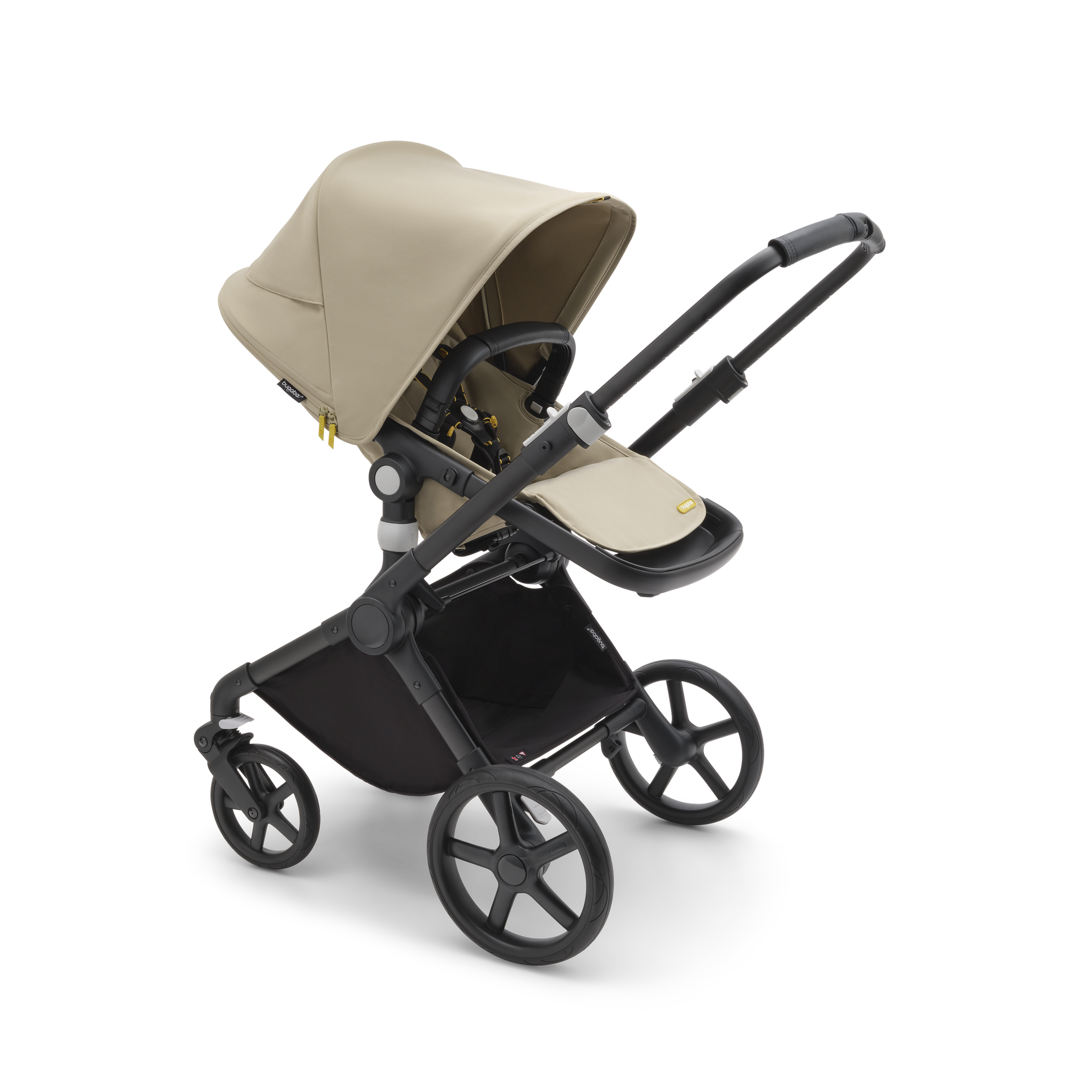 Bugaboo Fox Cub 2-in-1 stroller black base, desert beige fabrics, desert beige sun canopy - Thumbnail Slide 2 of 12
