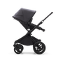 Side view of a Fox 3 seat stroller with black frame, mineral black fabrics, and mineral black sun canopy. - Thumbnail Slide 14 of 15